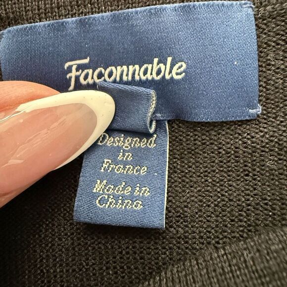 Façonnable wool silk women Long Sleeve Boat Neck Beads Sweater black size s - Picture 7 of 9